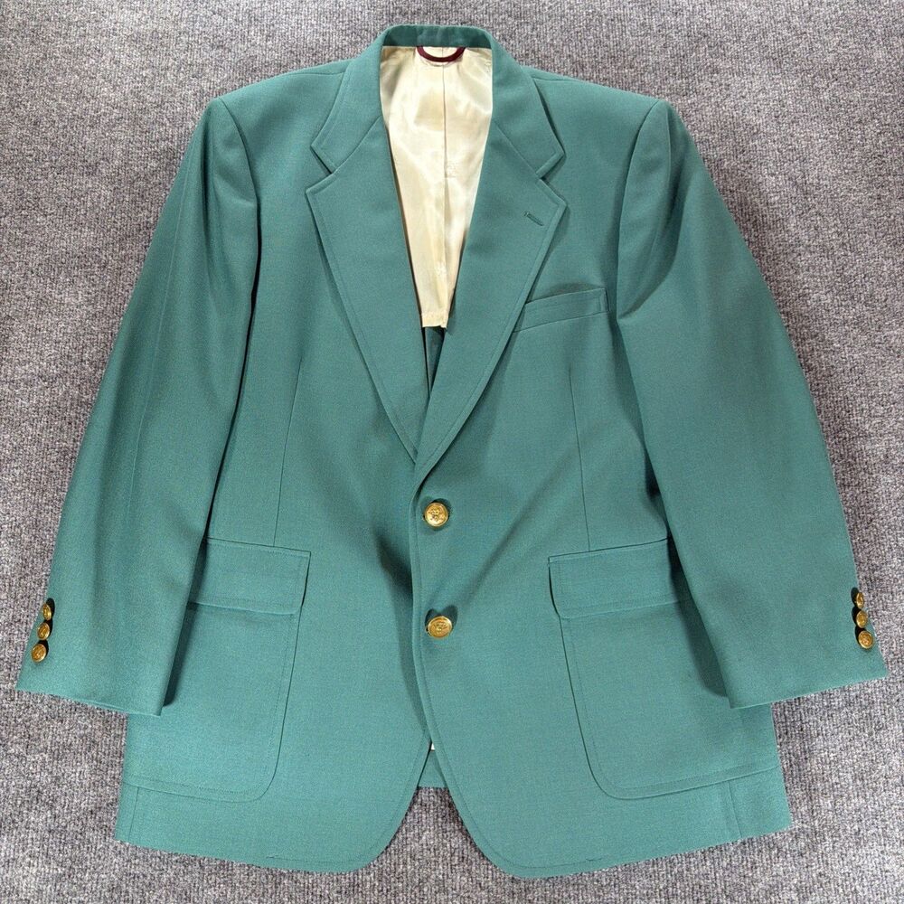 Jack Nicklaus Golden Bear Hart Schaffner Marx Green Button Blazer 42-44R VTG 80s